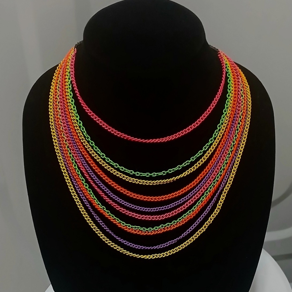 Multicolor Layered Chain Necklace